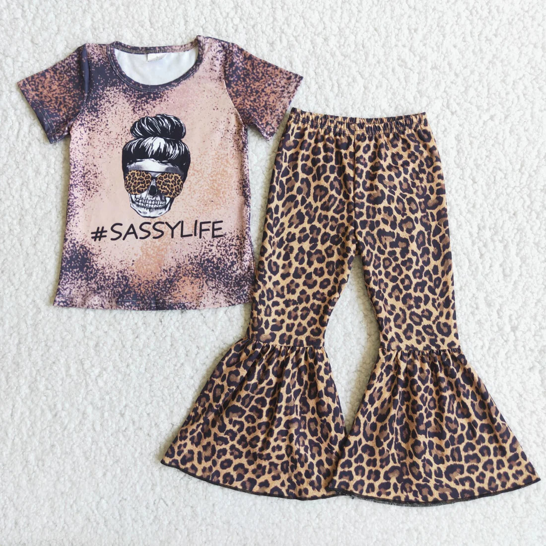 Girls Sassy Life Leopard Pants Set