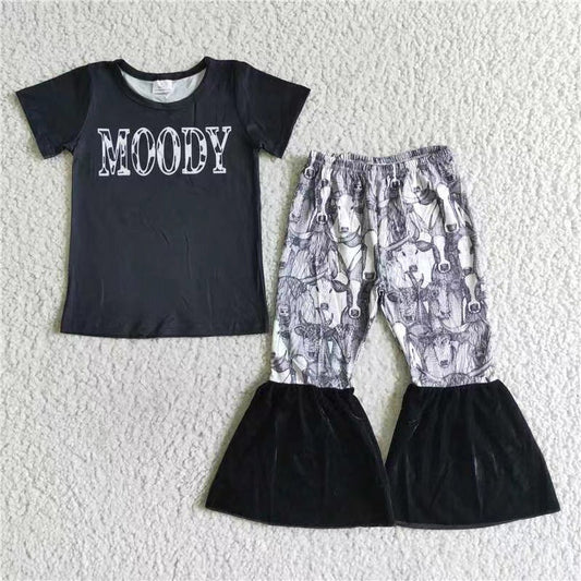 Girls Moody Cow Pants Set