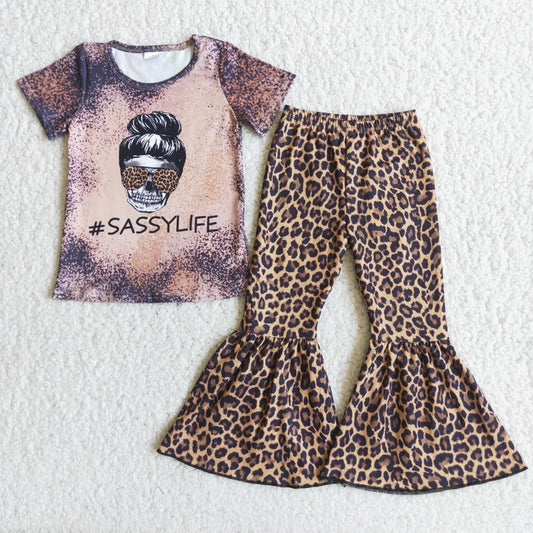 Girls Sassy Life Leopard Pants Set