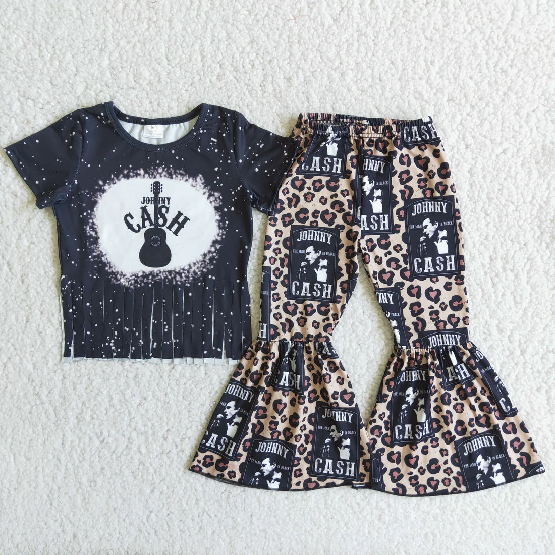 Girls Johnny Cash Leopard Pants Set