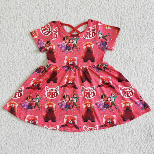 Girls Cartoon Short Sleeve Dress