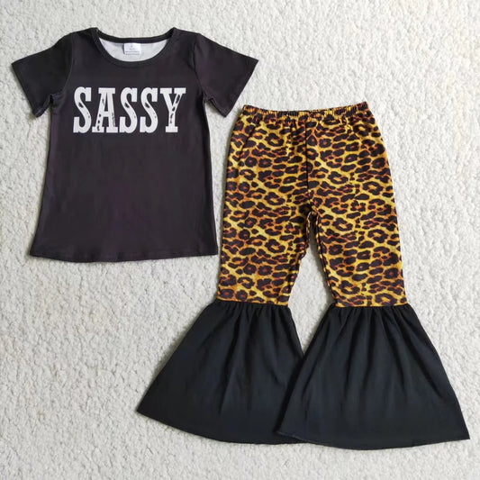 Girls Sassy Leopard Pants Set