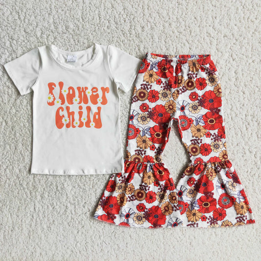Girls Flower Child Pants Set