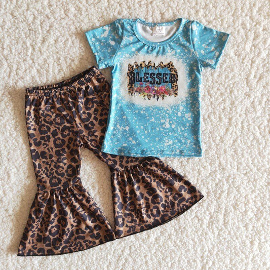 Girls Leopard Blessed Pants Set
