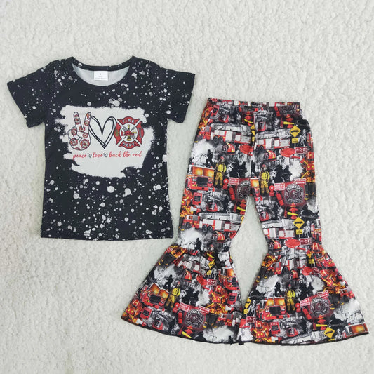 Girls Peace Love Back The Red Pants Set