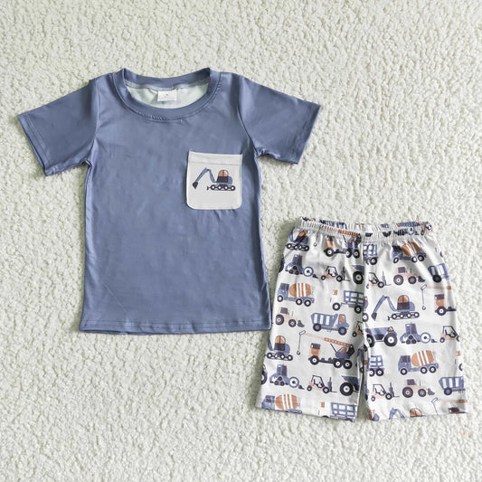 Boys Construction Shorts Set
