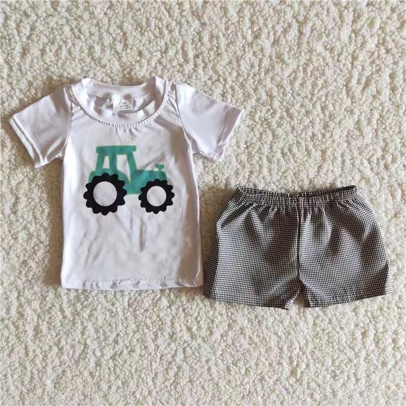 Boys Tractor Shorts Set