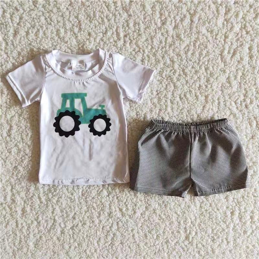 Boys Tractor Shorts Set