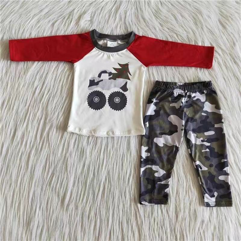 Boys Christmas Truck Pants Set
