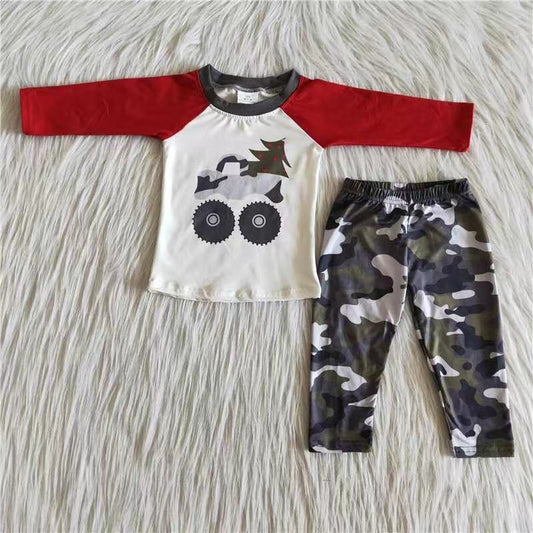Boys Christmas Truck Pants Set