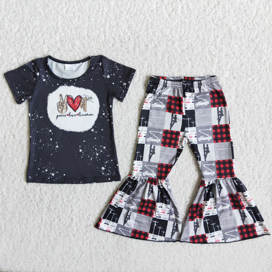 Girls Peace Love Lineman Pants Set