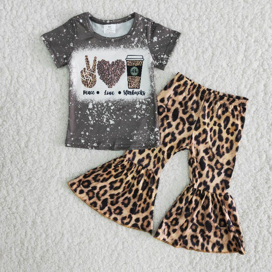 Girls Peace Love Starbucks Pants Set